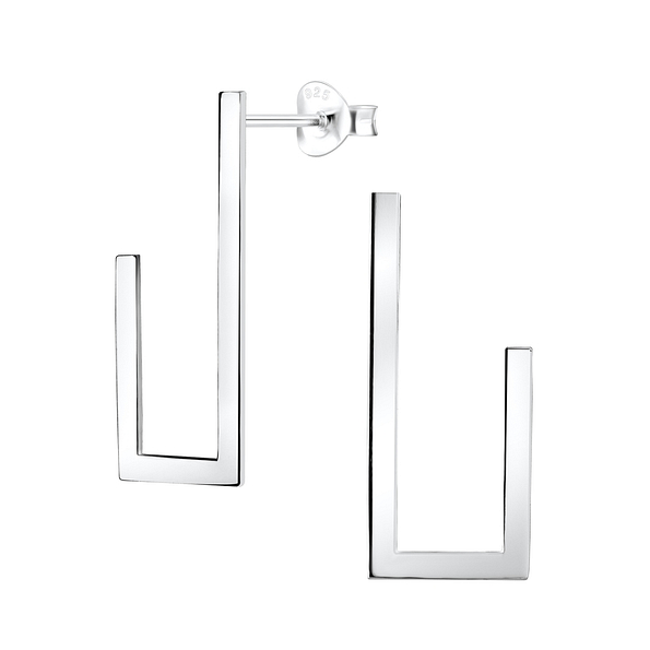 Silver Geometric Stud Earrings - 4934