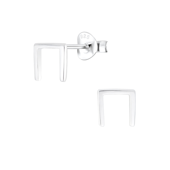 Silver Geometric Stud Earrings - 4733