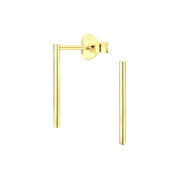 Silver Bar Stud Earrings - 4887
