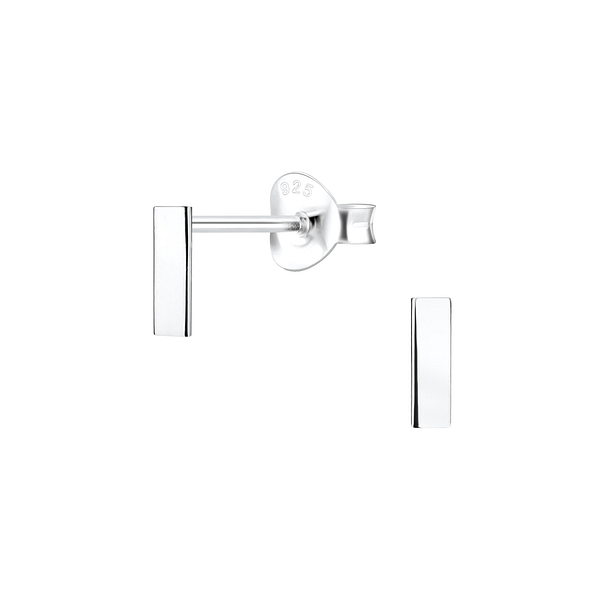 Silver Bar Stud Earrings - 4914