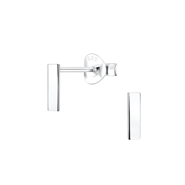 Silver Bar Stud Earrings - 4976