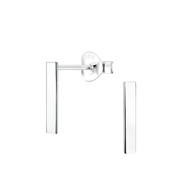 Silver Bar Stud Earrings - 4923