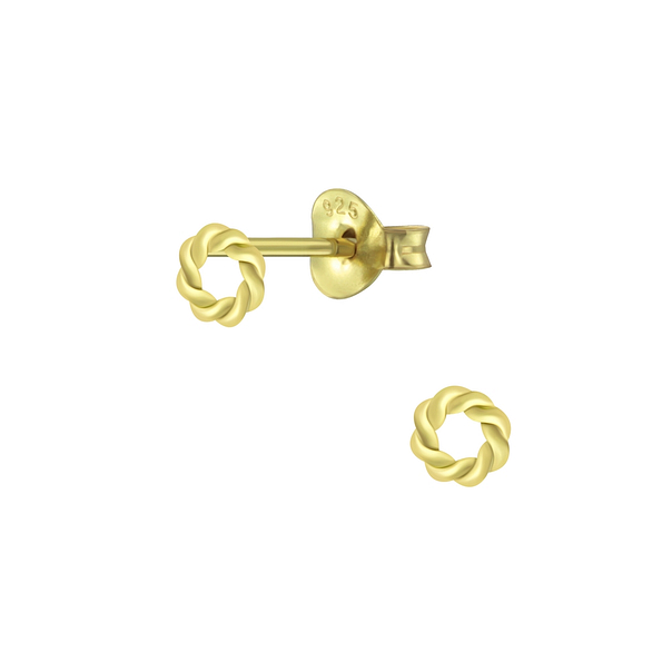 Silver Twisted Circle Stud Earrings - 4858