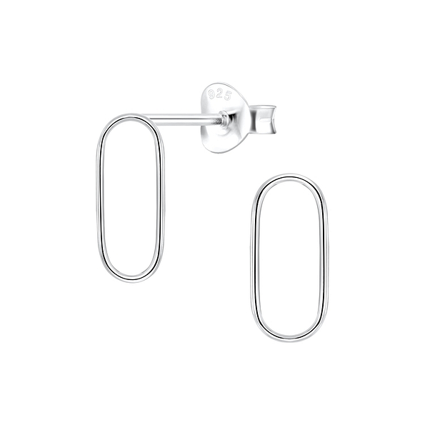 Silver Wire Stud Earrings - 4924