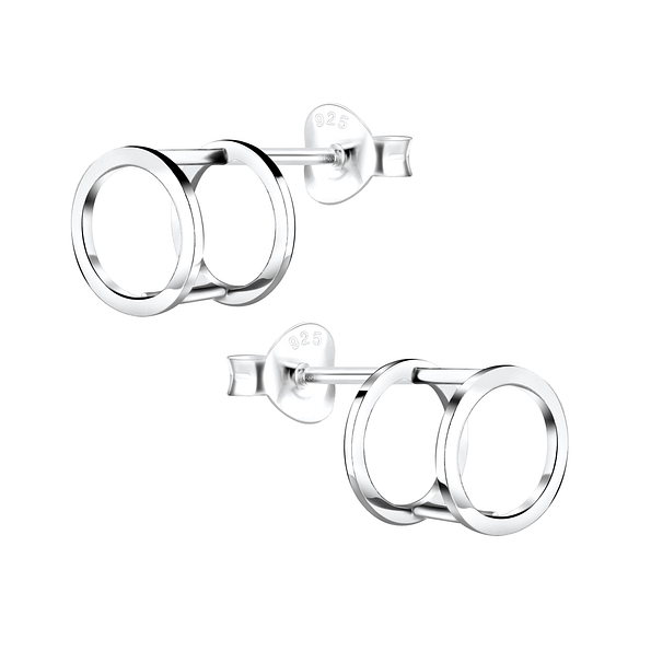 Silver Geometric Stud Earrings - 4913