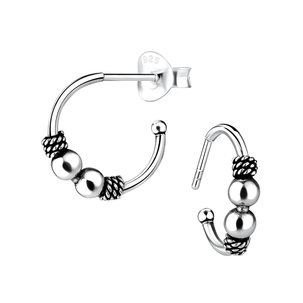 Silver Bali Stud Earrings - 4984