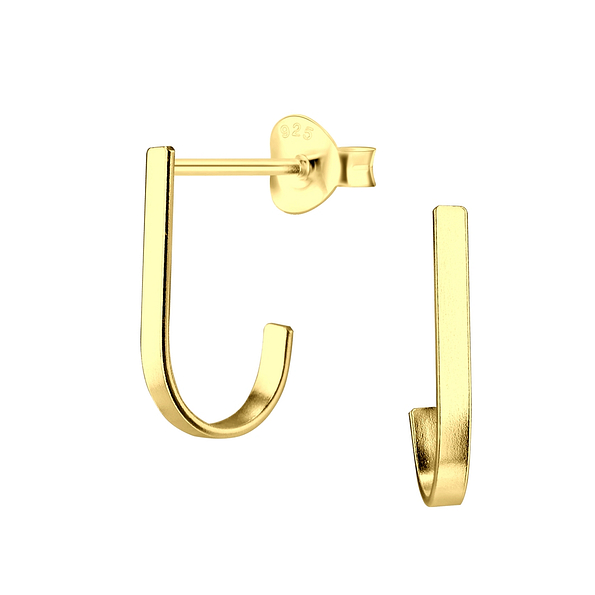 Silver Rectangular Stud Earrings - 5584