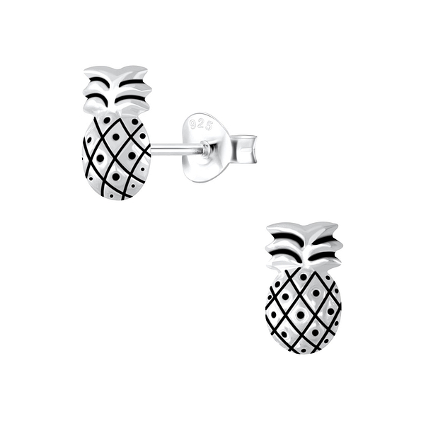 Silver Pineapple Stud Earrings - 9474