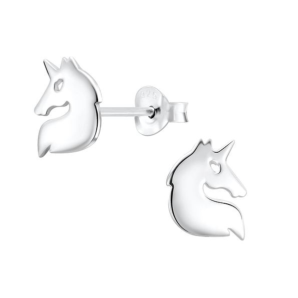 Silver Unicorn Stud Earrings - 5026