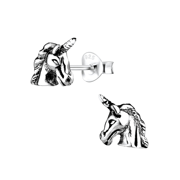 Silver Unicorn Stud Earrings - 5058 Silver Unicorn Stud Earrings - 5058