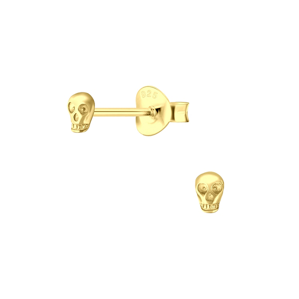 Silver Skull Stud Earrings - 4896