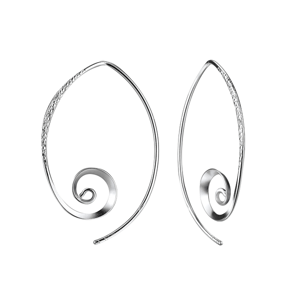 Silver Spiral Hoop Earrings  - 7580