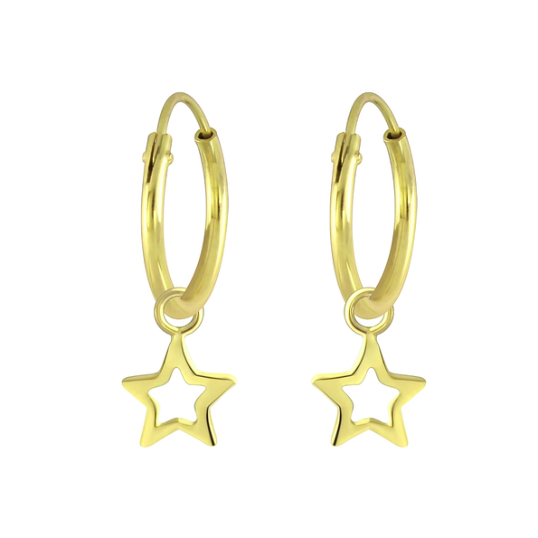 Silver Star Charm Hoop Earrings - 4737