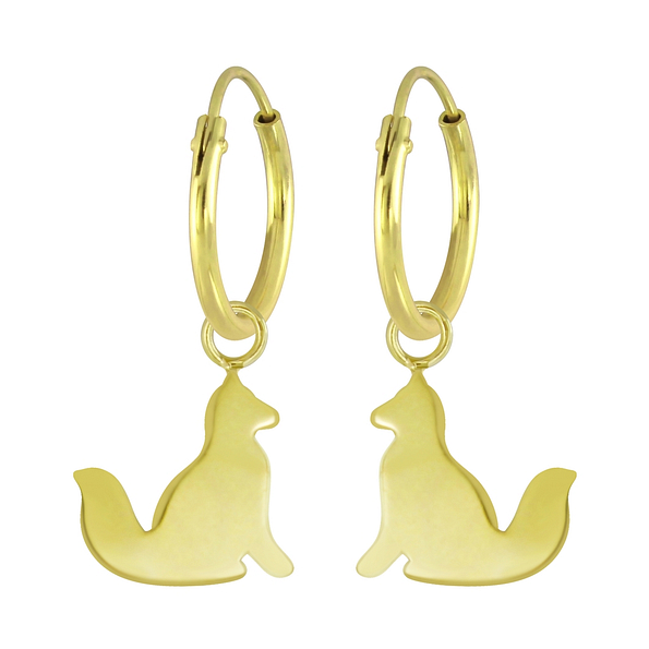Silver Fox Charm Hoop Earrings - 5009