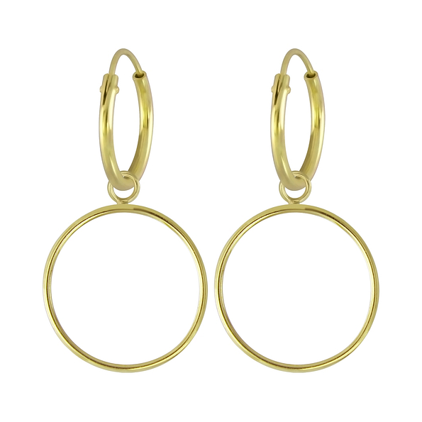 Silver Circle Charm Hoop Earrings - 5000