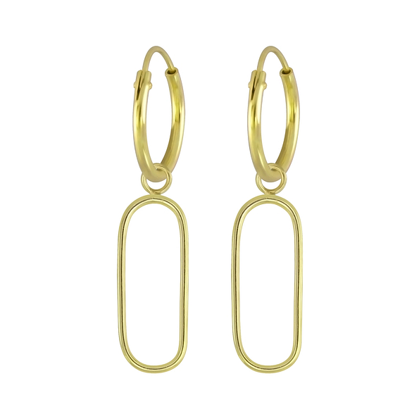 Silver Wire Charm Hoop Earrings - 5003