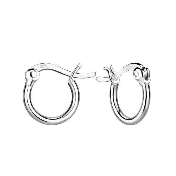 10mm Silver French Lock Hoop Earrings - 4952