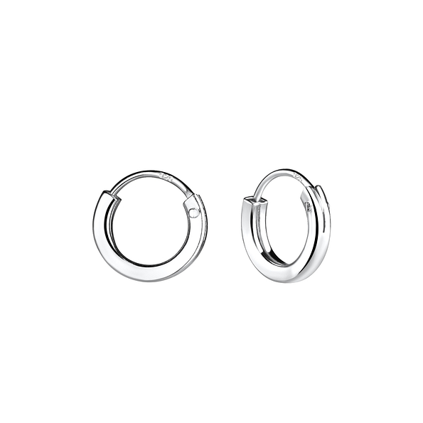10mm Silver Square Tube Hoop Earrings - 4895