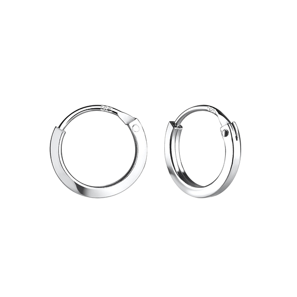 12mm Silver Square Tube Hoop Earrings - 1927