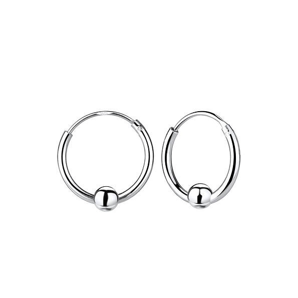 12mm Silver Ball Hoop Earrings - 1618