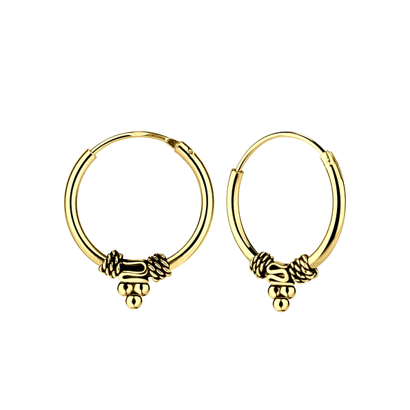 14mm Silver Bali Hoops - 5467