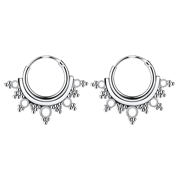 10mm Silver Bali Hoop Earrings - 5265