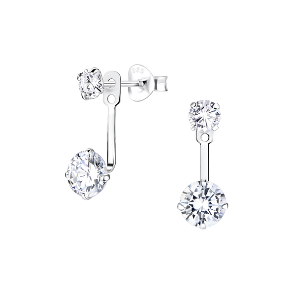 Silver Double Round Ear Jacket - 5362