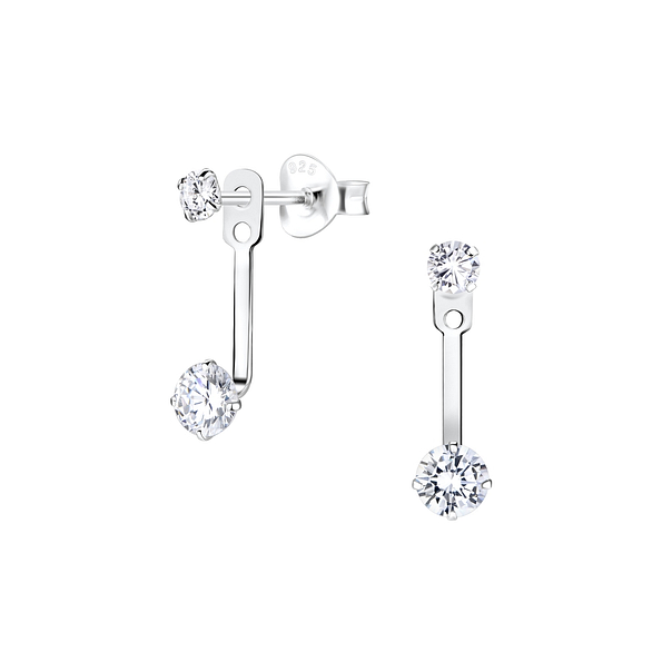 Silver Double Round Ear Jacket - 5328