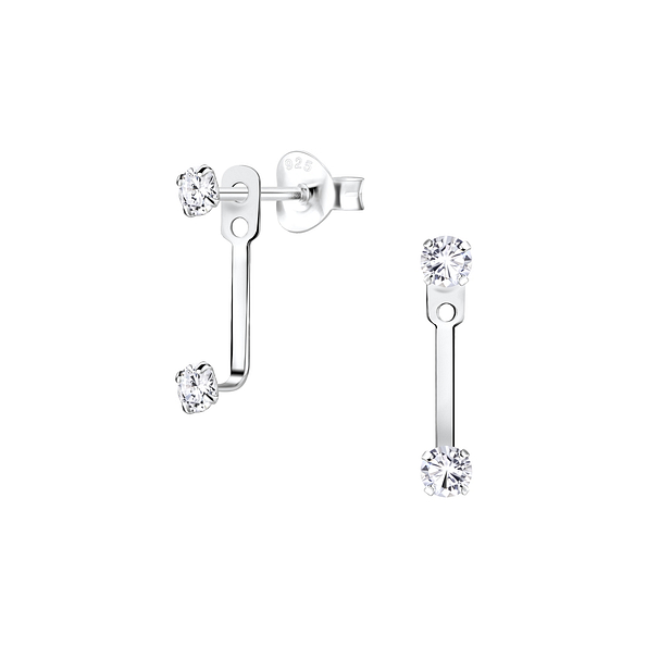 Silver Double Round Ear Jacket - 5364