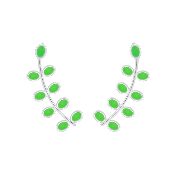 Silver Olive Leaf Ear Climbers - 5350