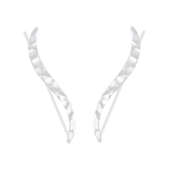 Silver Curved Ear Climbers - 5348
