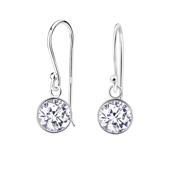7mm Round Cubic Zirconia Silver Earrings - 5126