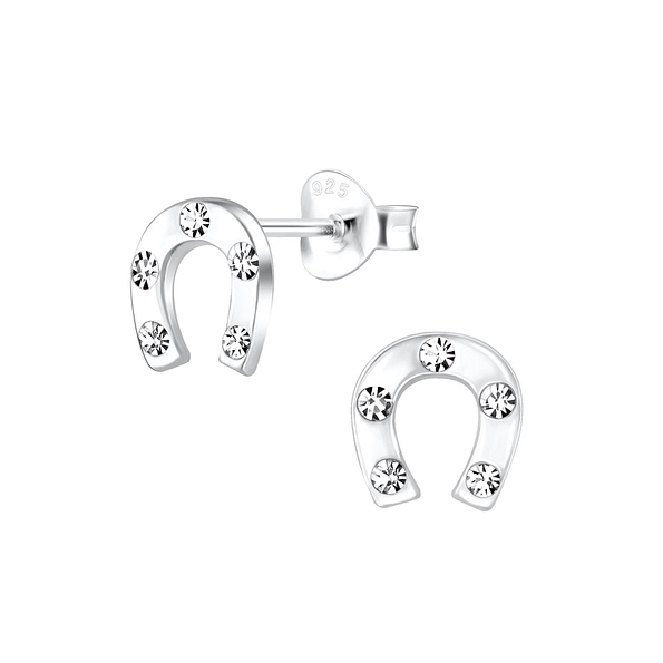 Silver Horseshoe Stud Earrings - 5139