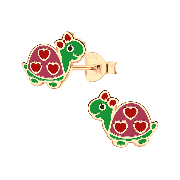 Silver Turtle Stud Earrings - 4565