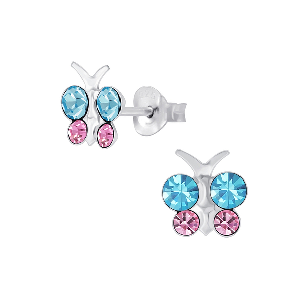 Silver Butterfly Stud Earrings - 5301