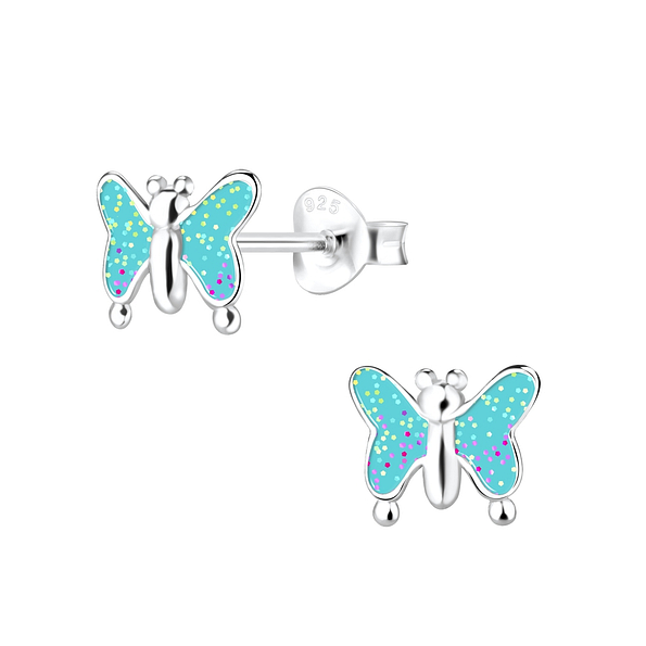 Silver Butterfly Stud Earrings - 3780