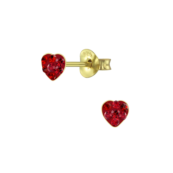 Silver Heart Crystal Stud Earrings - 5576