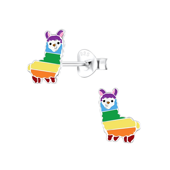 Silver Alpaca Stud Earrings - 4588