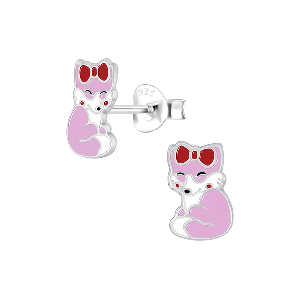 Silver Fox Stud Earrings - 4561