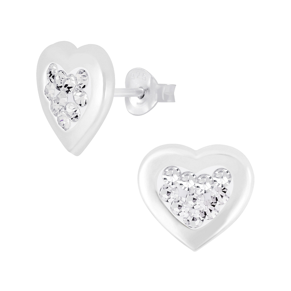 Silver Heart Stud Earrings - 5341