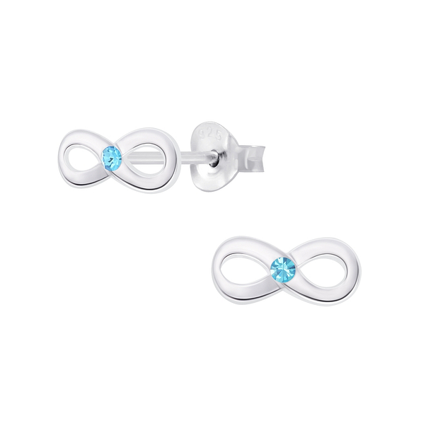Silver Infinity Crystal Stud Earrings - 5579