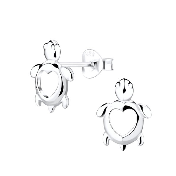 Silver Turtle Stud Earrings - 5484