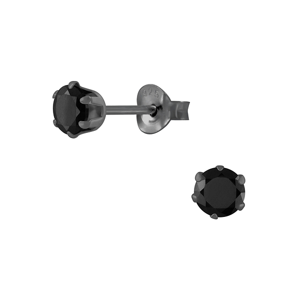 4mm Round Cubic Zirconia Silver Stud Earrings - 5425