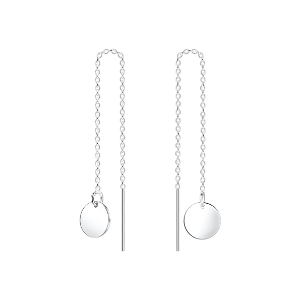 Silver Thread Through Round Earrings - 5515