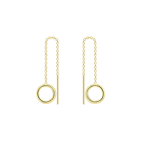 Silver Thread Through Circle Earrings - 7921