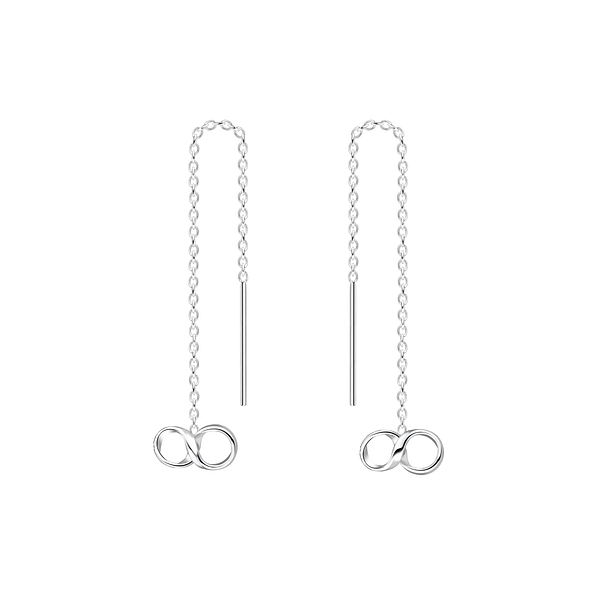 Silver Thread Through Infinity Earrings - 5503