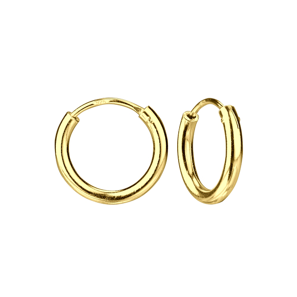 14mm Silver Thick Hoop Earrings - 5674