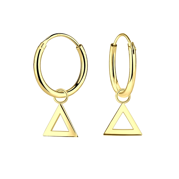 Silver Triangle Charm Hoop Earrings - 5496