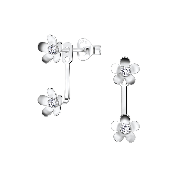 Silver Flower Ear Jacket - 6187