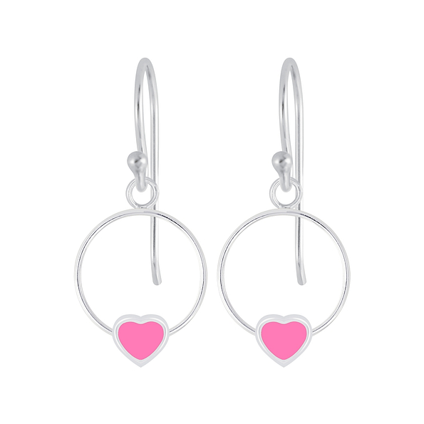 Silver Heart Wire Earrings - 5839